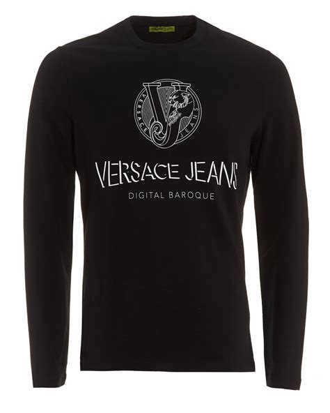 versace shirt black|versace long sleeve t shirt.